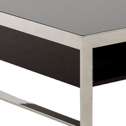 Ebony Lacquer Mdf & Steel Coffee Table