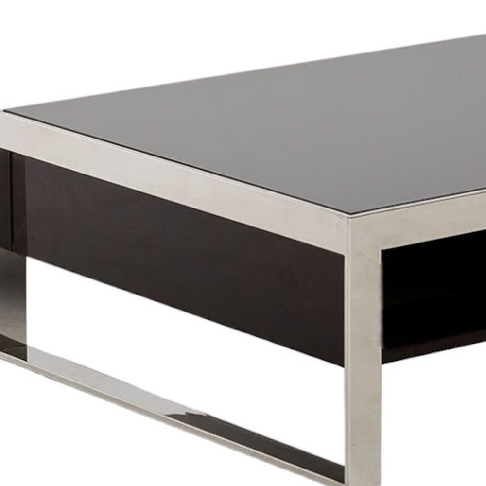 Ebony Lacquer Mdf & Steel Coffee Table