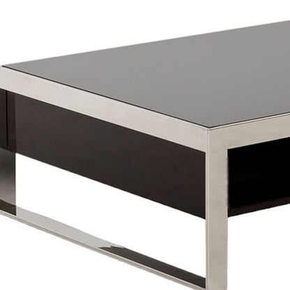 Ebony Lacquer Mdf & Steel Coffee Table