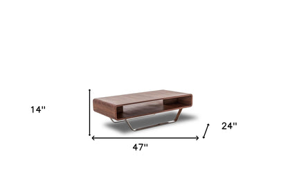 Walnut Veneer & Steel Coffee Table