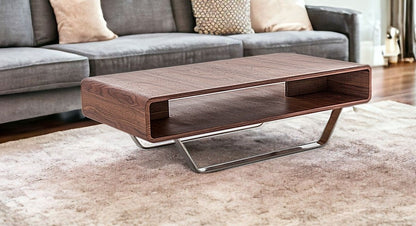 Walnut Veneer & Steel Coffee Table