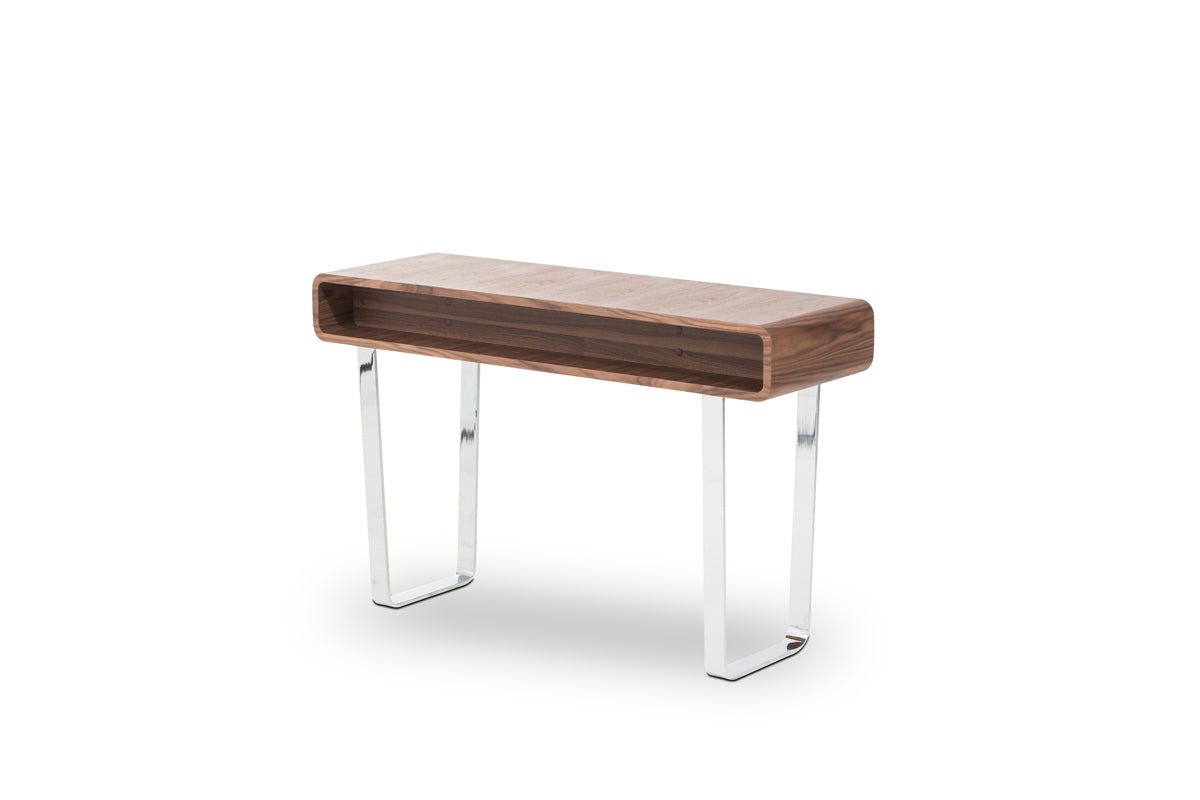 Walnut Veneer Steel & MDF Console Table