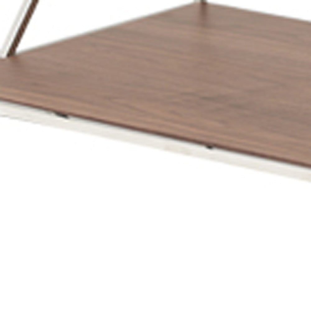 Walnut Veneer Glass & Steel Coffee Table