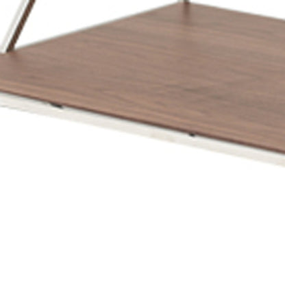 Walnut Veneer Glass & Steel Coffee Table