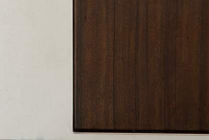 Golden Veneer Glass & Steel Sideboard
