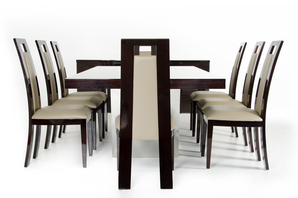 Ebony High Gloss Mdf And Steel Dining Table
