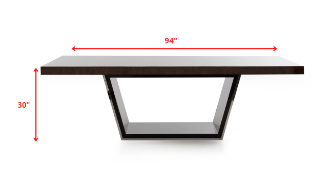Ebony High Gloss Mdf And Steel Dining Table