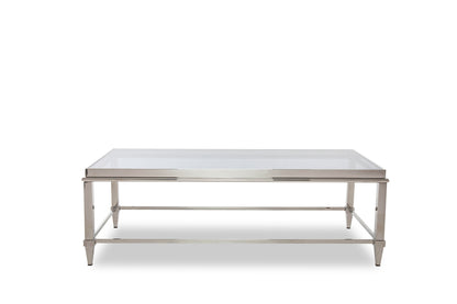 Clear & Silver Glass & Steel Coffee Table image 2