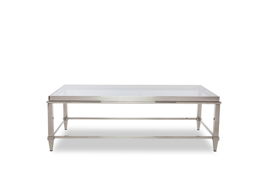 Clear & Silver Glass & Steel Coffee Table image 2