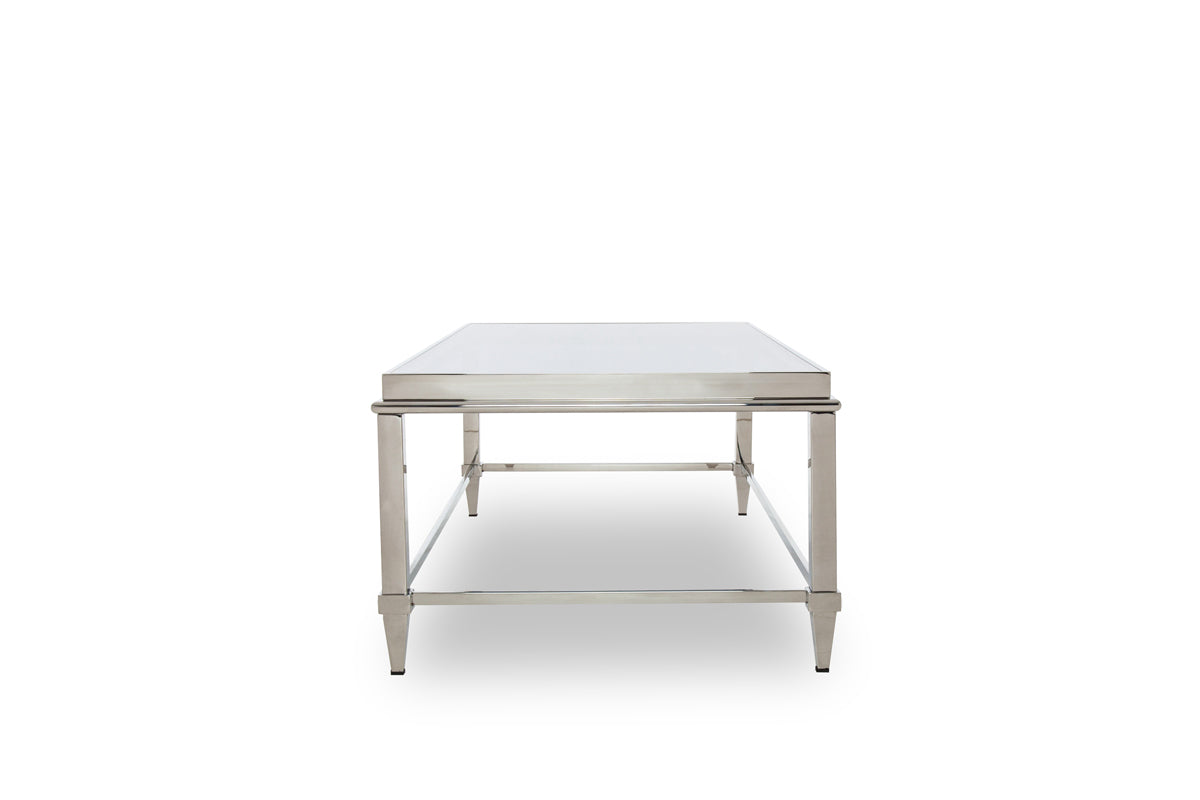 Clear & Silver Glass & Steel Coffee Table image 3