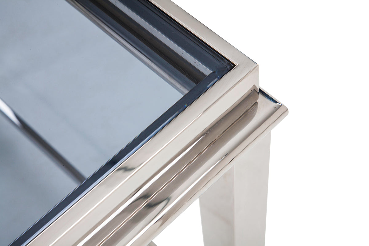 Clear & Silver Glass & Steel Coffee Table image 8