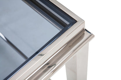 Clear & Silver Glass & Steel Coffee Table image 8