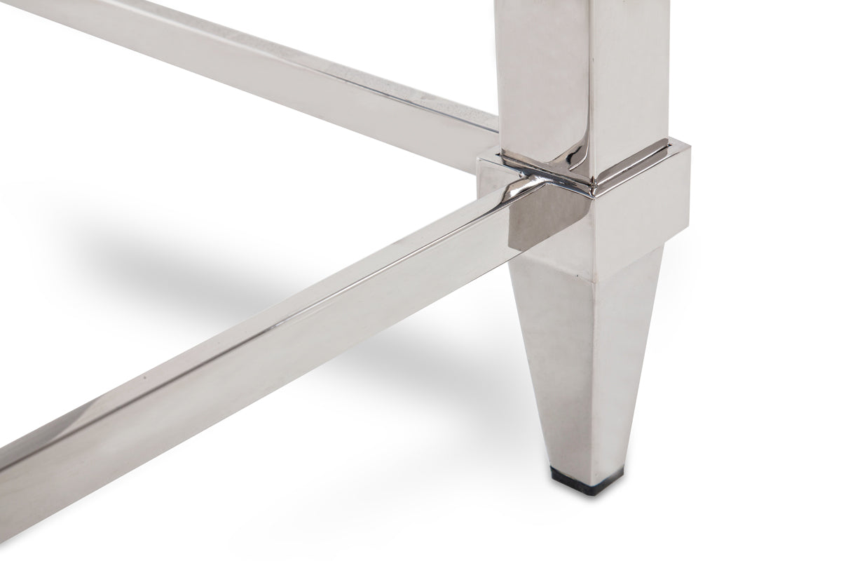 Clear & Silver Glass & Steel Coffee Table image 7