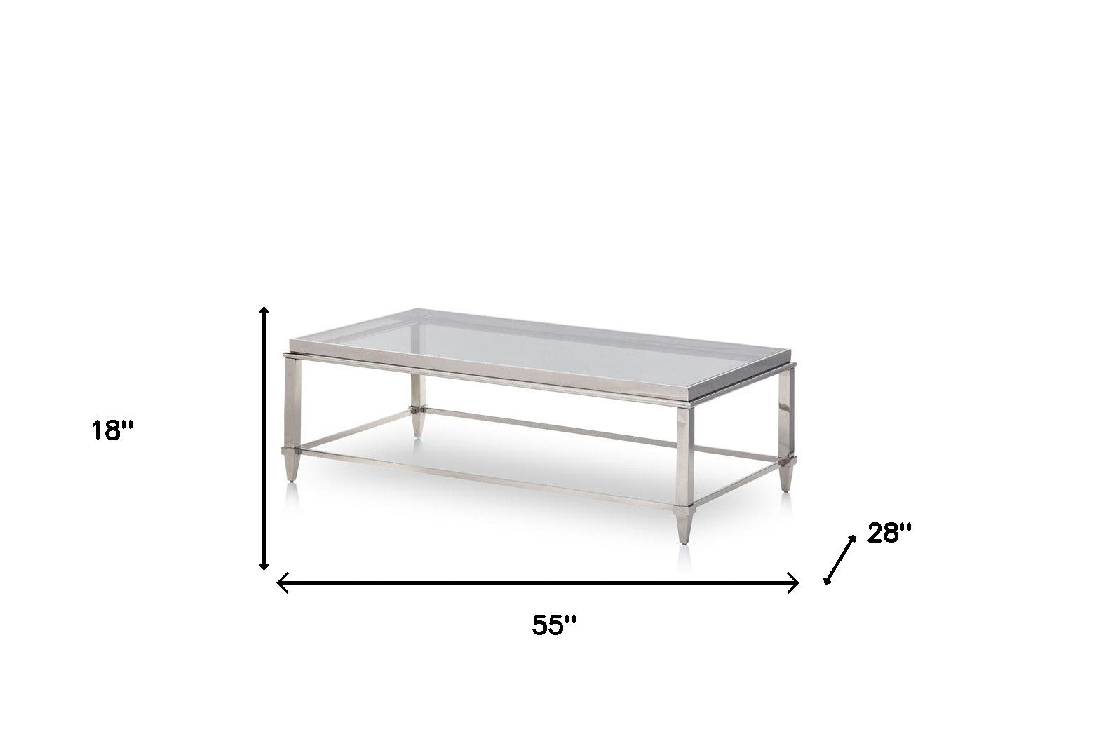 Clear & Silver Glass & Steel Coffee Table image 9