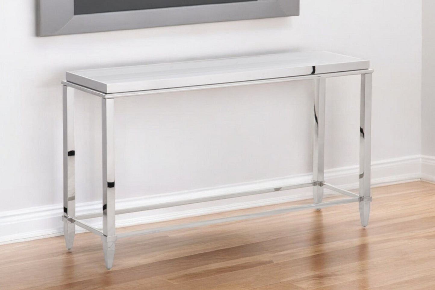 Silver Glass Frame Console Table