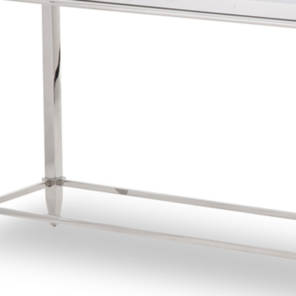 Silver Glass Frame Console Table