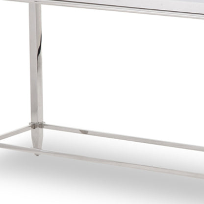 Silver Glass Frame Console Table