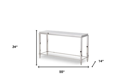 Silver Glass Frame Console Table