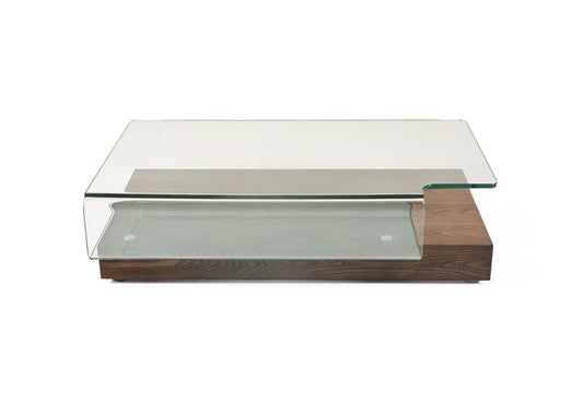Elm Veneer & Glass Coffee Table