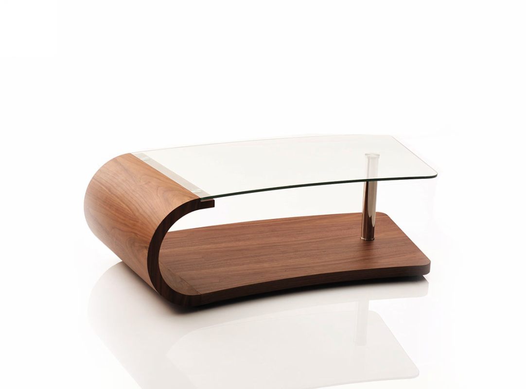 Walnut Veneer Mdf & Glass Coffee Table