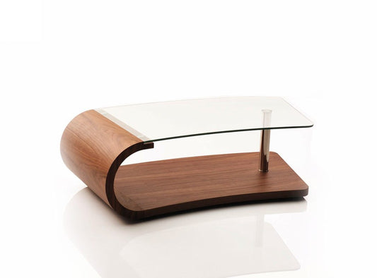 Walnut Veneer Mdf & Glass Coffee Table