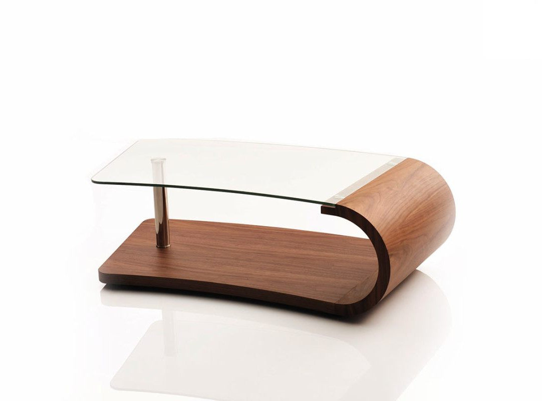Walnut Veneer Mdf & Glass Coffee Table