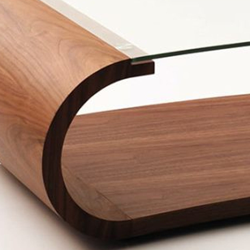 Walnut Veneer Mdf & Glass Coffee Table