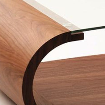 Walnut Veneer Mdf & Glass Coffee Table