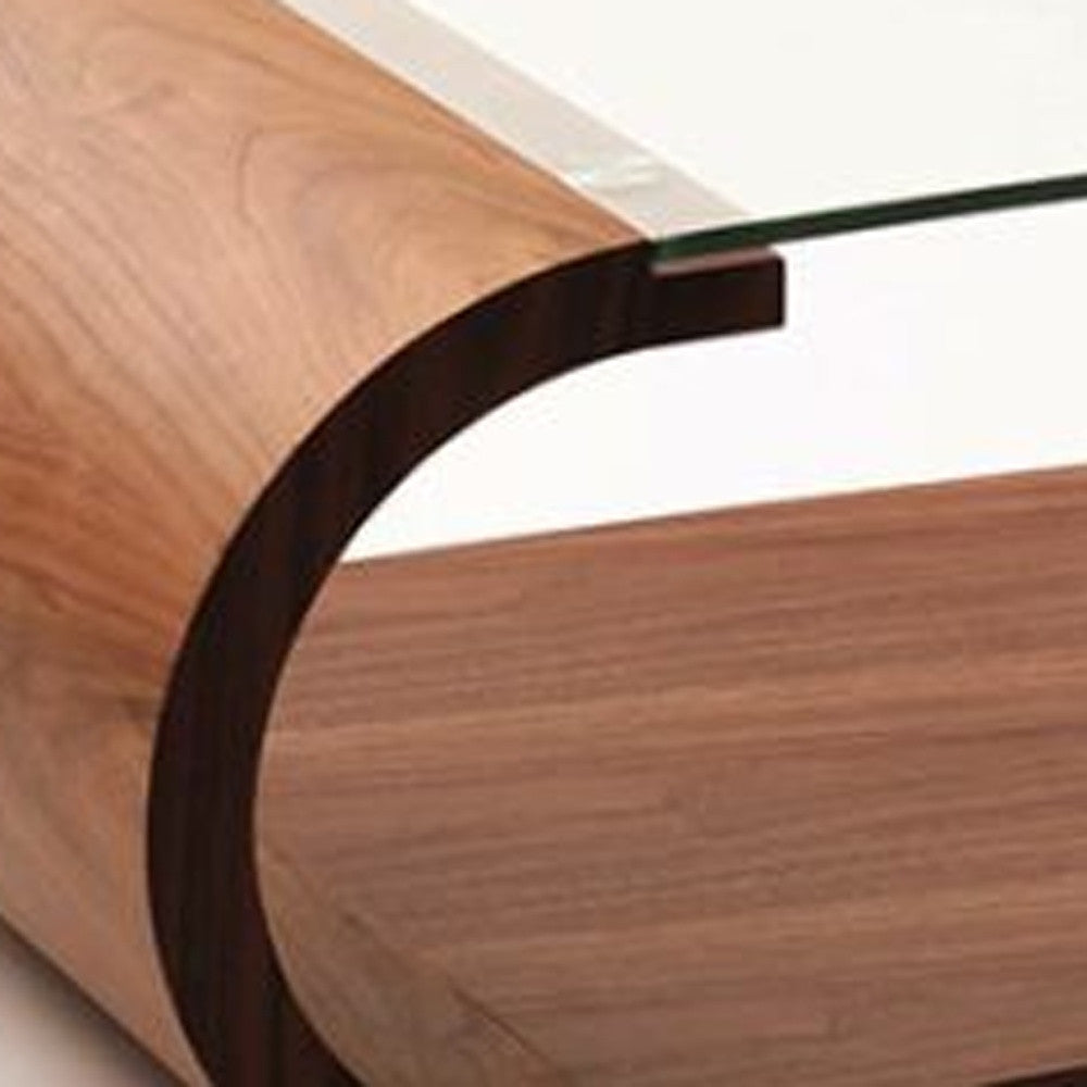 Walnut Veneer Mdf & Glass Coffee Table