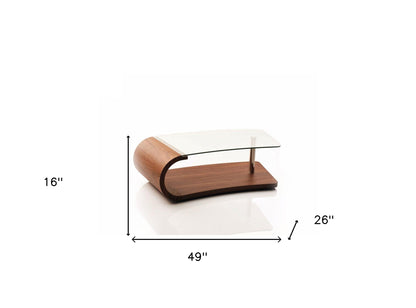 Walnut Veneer Mdf & Glass Coffee Table