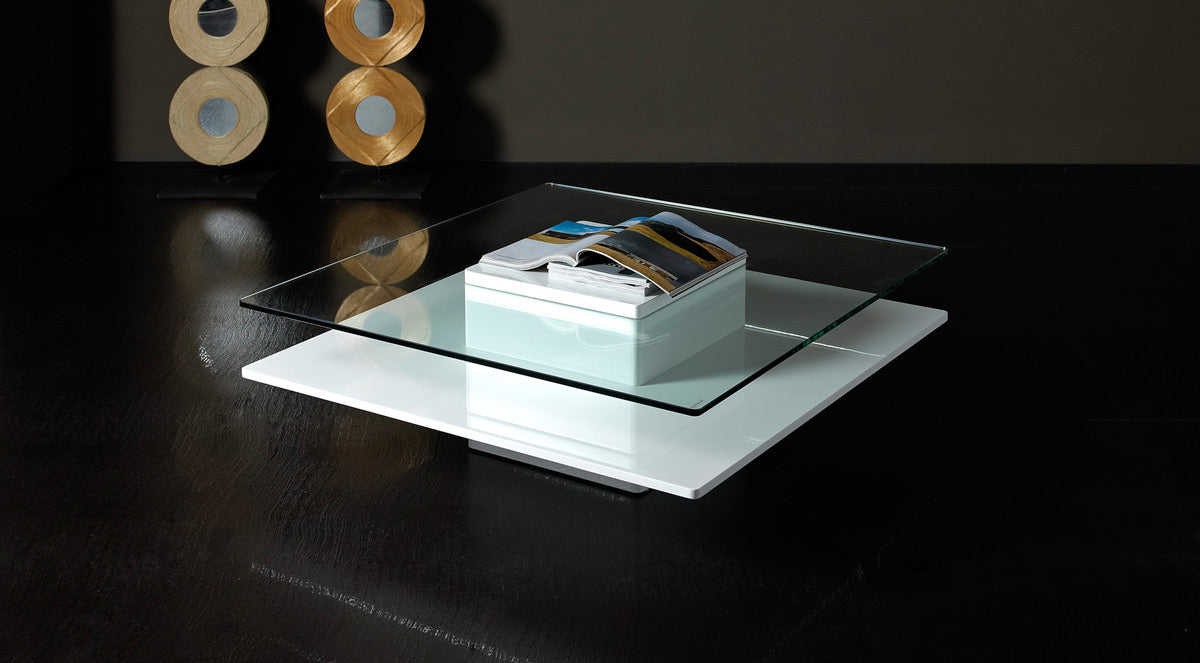 Clear & White Glass Coffee Table