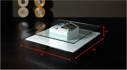 Clear & White Glass Coffee Table