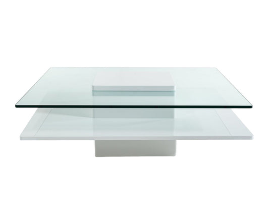 Clear & White Glass Coffee Table