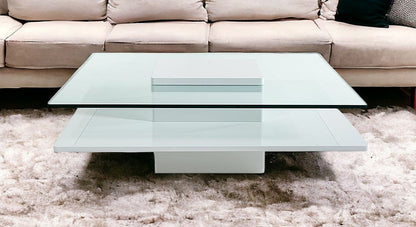 Clear & White Glass Coffee Table