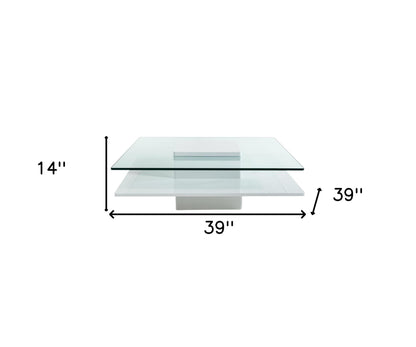 Clear & White Glass Coffee Table