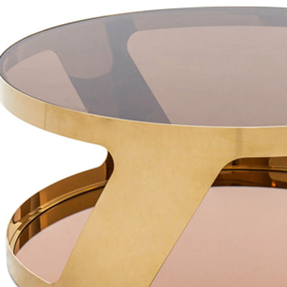Gold Steel & Glass Round Coffee Table