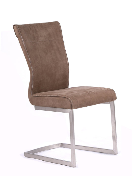 Brown & Silver Fabric Dining Chair - Set of 2