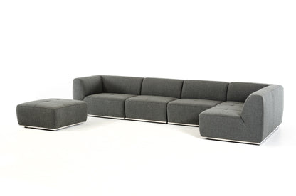 Gray Modular L Shaped 5 Piece Sectional