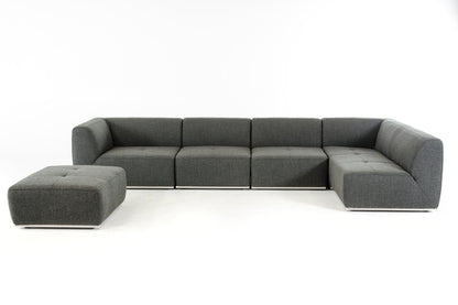 Gray Modular L Shaped 5 Piece Sectional