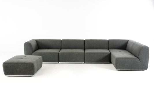 Gray Modular L Shaped 5 Piece Sectional