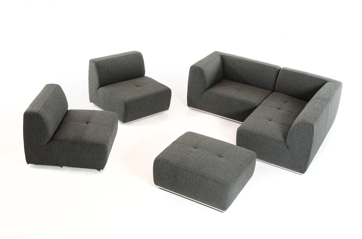 Gray Modular L Shaped 5 Piece Sectional