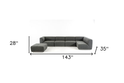 Gray Modular L Shaped 5 Piece Sectional