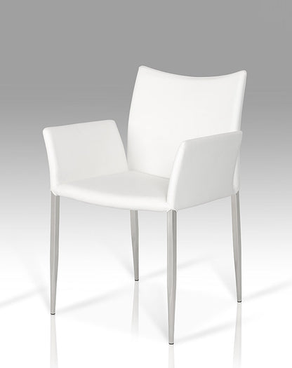 White & Silver Faux Leather Dining Chair