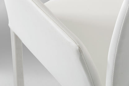 White & Silver Faux Leather Dining Chair