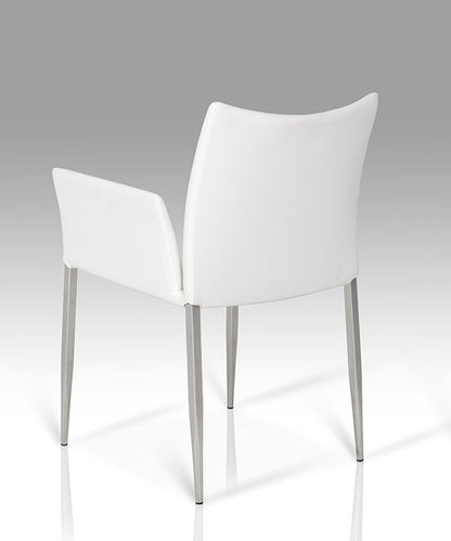 White & Silver Faux Leather Dining Chair