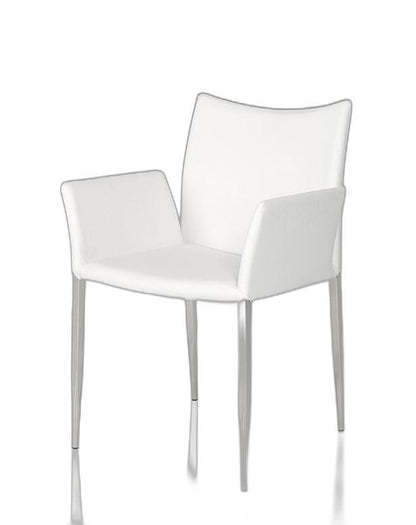 White & Silver Faux Leather Dining Chair