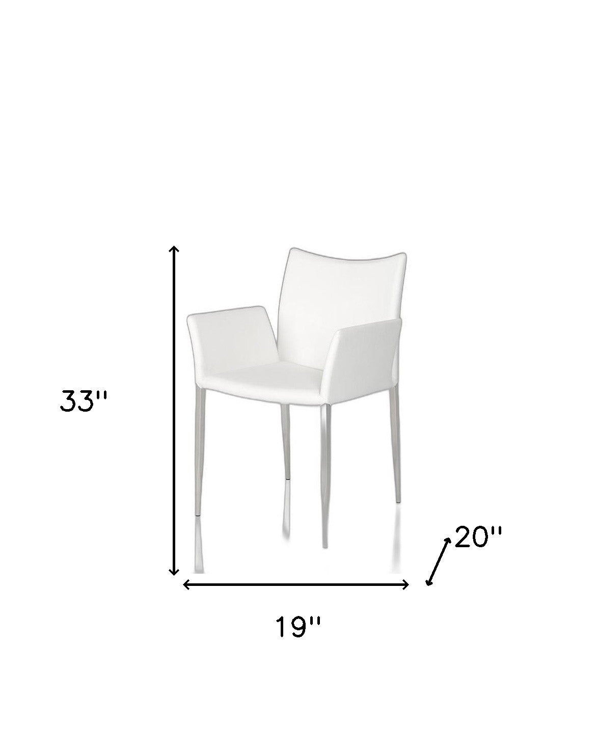 White & Silver Faux Leather Dining Chair