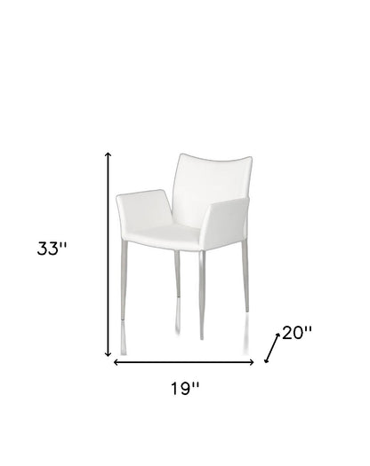 White & Silver Faux Leather Dining Chair