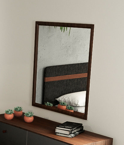 Walnut Mdf  Veneer  And Glass Mirror