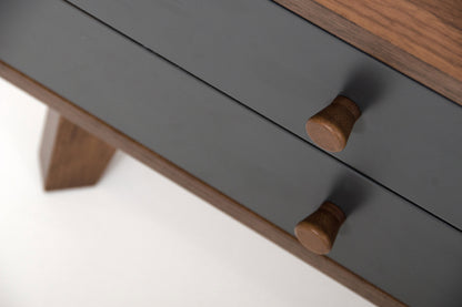 Mid Century Mod Grey & Walnut Finish Nightstand